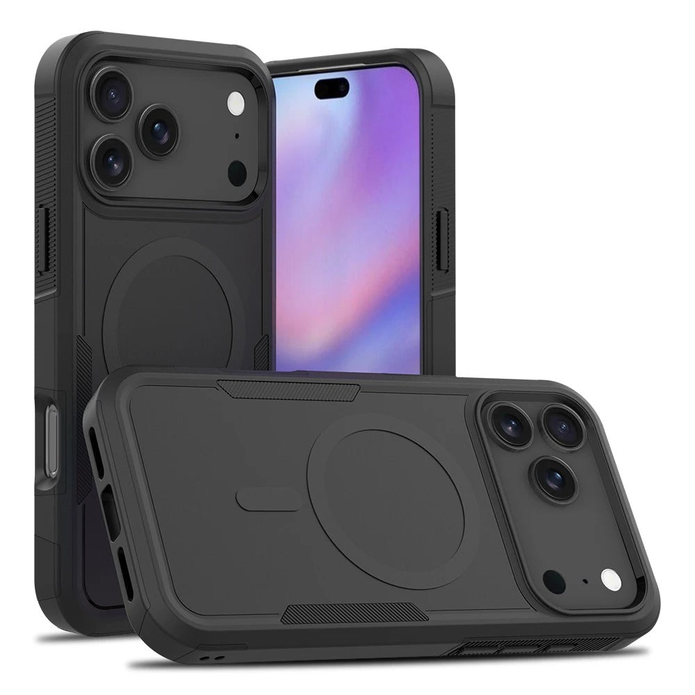 Luxury iPhone Case — 2-in-1 Heavy Armor Magnetic Charging Cover with Shockproof PC+TPU Matte Protective Design